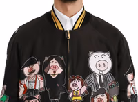 Black YEAR OF THE PIG Bomber Jacket 4