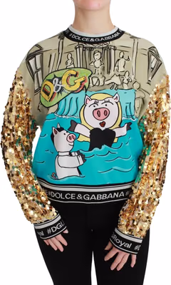 Year of the Pig Sequined Top  Sweater