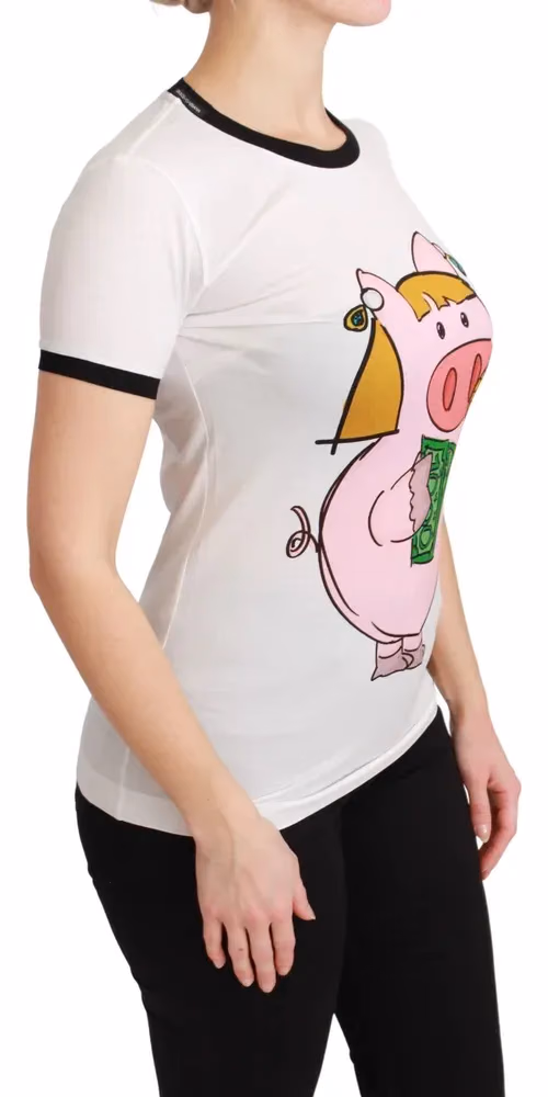 White YEAR OF THE PIG Top Cotton T-shirt