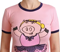 Pink YEAR OF THE PIG Top Cotton T-shirt 4