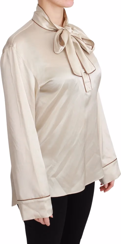 Beige Sleeve Top Queen Silk Satin Blouse