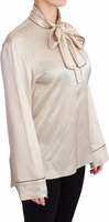 Beige Sleeve Top Queen Silk Satin Blouse 1