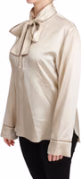 Beige Sleeve Top Queen Silk Satin Blouse 2