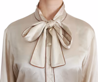 Beige Sleeve Top Queen Silk Satin Blouse 4