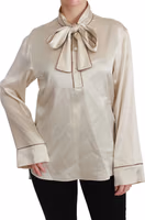 Beige Sleeve Top Queen Silk Satin Blouse 5