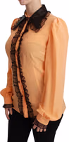 Yellow Silk Sequin Lace Blouse Shirt 2