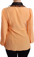 Yellow Silk Sequin Lace Blouse Shirt 3