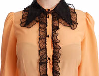 Yellow Silk Sequin Lace Blouse Shirt 4