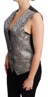 Silver Brocade Sleeveless Metallic Top 2