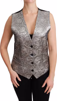 Silver Brocade Sleeveless Metallic Top 5