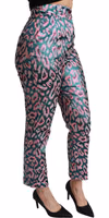 Multicolor Patterned Cropped High Waist Pants 2