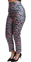 Multicolor Patterned Cropped High Waist Pants 3