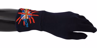 Blue #DGLovesLondon Embroidered Wool Gloves