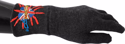 Gray #DGLovesLondon Embroidered Wool Gloves
