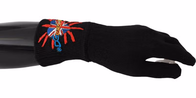 Black #DGLovesLondon Embroidered Wool Gloves