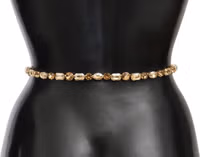 White Leather Crystals Waist Belt 2