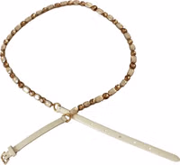 White Leather Crystals Waist Belt 4