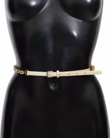 White Leather Crystals Waist Belt 5