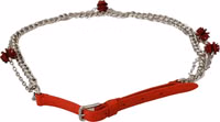 Red Leather Roses Floral Silver Waist Belt 2