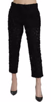 Black Lace Straight Cropped High Waist Pants 3
