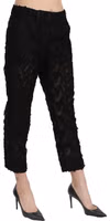 Black Lace Straight Cropped High Waist Pants 4