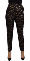 Black Gold Brocade High Waist Pants 1