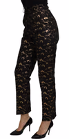 Black Gold Brocade High Waist Pants 2