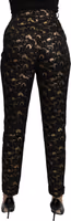 Black Gold Brocade High Waist Pants 4