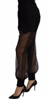 Black See Through Jogger Polyester Pants 1