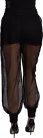 Black See Through Jogger Polyester Pants 2
