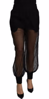 Black See Through Jogger Polyester Pants 3