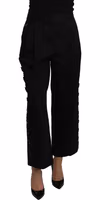 Black High Waist Cropped Cotton Stretch Pants 3