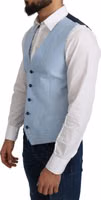 Blue Viscose Stretch Formal Coat Vest 2