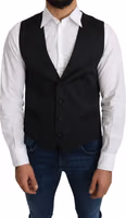 Gray 100% Silk Formal Coat Vest 2