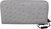 White Ostrich Leather Continental Mens Clutch Wallet 1