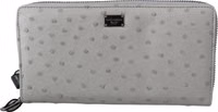 White Ostrich Leather Continental Mens Clutch Wallet 3