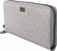 White Ostrich Leather Continental Mens Clutch Wallet 4