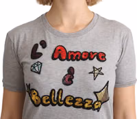 Gray Cotton Amore e Bellezza Top T-shirt 4