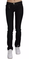 Black Mid Waist Skinny Denim Cotton Jeans 1