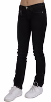 Black Mid Waist Skinny Denim Cotton Jeans 3