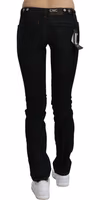 Black Mid Waist Skinny Denim Cotton Jeans 4