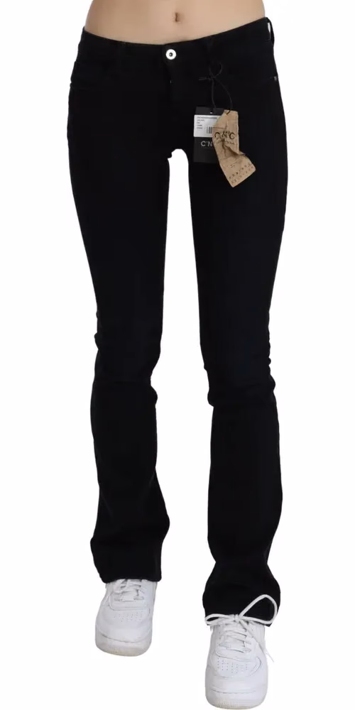 Black Low Waist Skinny Denim Cotton Jeans