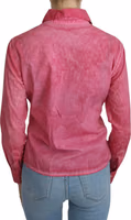 Pink Collared Long Sleeve Shirt Blouse Top 4