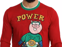Red Wool Silk Pig of the Year Sweater 3