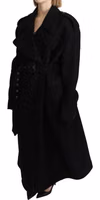 Virgin Wool Black Blazer Trenchcoat Jacket 2