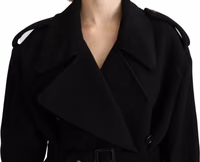 Virgin Wool Black Blazer Trenchcoat Jacket 4
