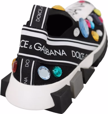 Black Multicolor Crystal Sneakers Shoes