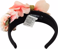 Pink Silk Black Floral Headband Logo Diadem 4