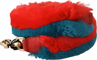 Red Blue Rabbit Fur Leather Shoulder Strap 1
