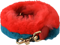 Red Blue Rabbit Fur Leather Shoulder Strap 3